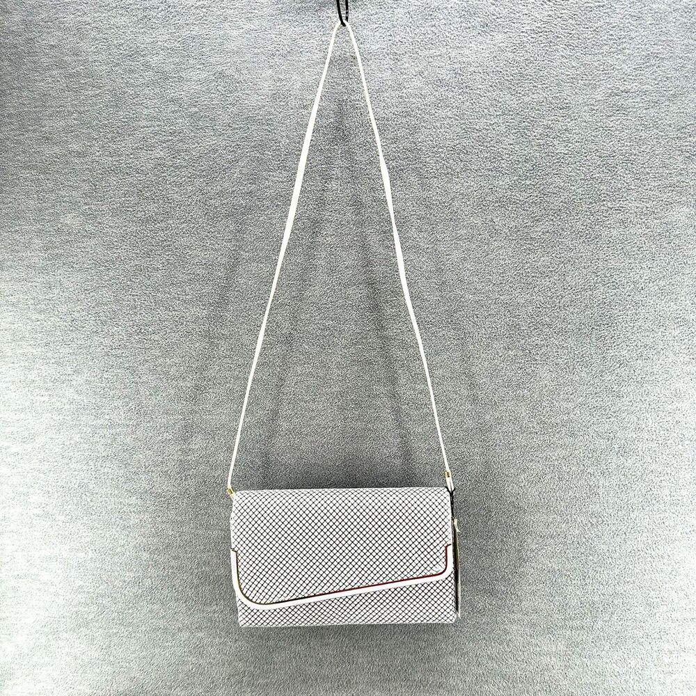 Vtg SEARS SIRCO BUENA VISTA - White Flap Closure Chain Mail Shoulder Bag PU4